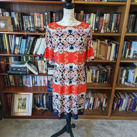 ELIZA J boat neck Paisley tunic dress sz 8 nwt - Picture 1 of 6
